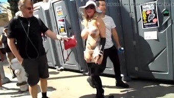 Busty Mature Exhibitionist With Groping In Public