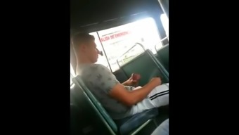 Latin Guy Masturbating On The Bus