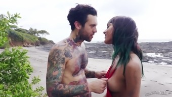 Tattooed Man Has A Blast Fucking Janice Griffith On A Beach