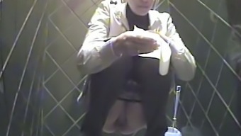 Blonde Girl In Black Jeans Pisses And Wipes Her Pussy With Toilet Paper