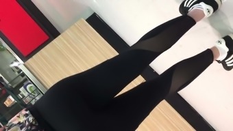 Bubble Butt Brunette In Black Yoga Pants