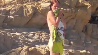 Red Hair Naturist Swimming Naked Sunbathing