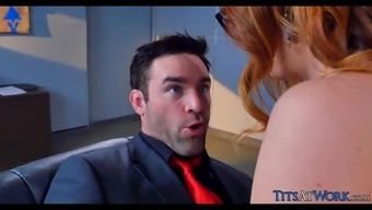 Big Tit Redhead Conducts Interview