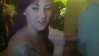 Emo Babe Eats Cum Of Small Cock On Webcam