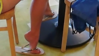 Leggy Athletic Brunette Shows Her Feet