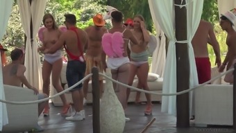 Swabery And Her Friends Enjoy A Gangbang At The Villa