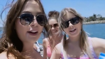 Boat Foursome With Kinky Bikini Teens