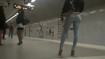 Candid Sexy Ass In Thight Jeans And High Heels