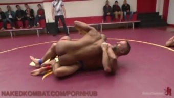 Four Strong Men Wrestle And Fuck