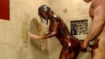 My Girlfriend Loves Chocolate Syrup And She Loves Fucking In The Shower