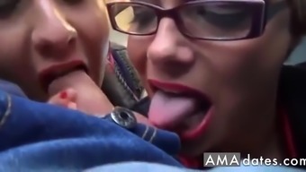 Bus Blowjob With Two Unfamiliar Girlfriends