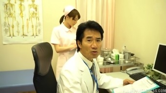 Asian Nurse Airi Suzumura Gets Talked Into Jerking A Big Dick