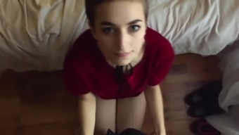Short Haired Babysitter Wants Some Extra Cash Sucking Her Bosses Hard Cock