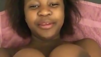 Hot African Teen Shows Tits In Bathroom