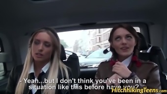 Hitchhiking Schoolgirls Fucked In The Back End Of A Car Pov