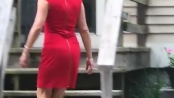 Gilf Wife Jan Booty In Red Dress And Heels 