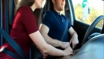 Amazing Cock Sucker While Her Man Driving A Car