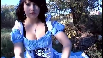Busty Brunette Girlfriend Dresses Up And Gets Fucked Outdooors