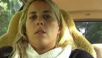 Blonde Masturbating In The Car In The Parking Lot