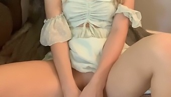 Cute Petite Blonde Masturbates In Pretty Dress