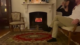 Cheating Wife Has Romantic Anal Sex And Creampie By The Fire