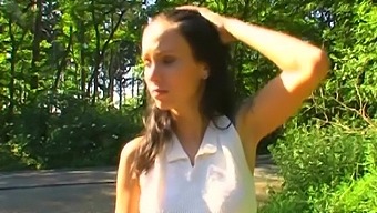 Outdoors Video Of A Sexy Younger Babe Riding An Older Stranger