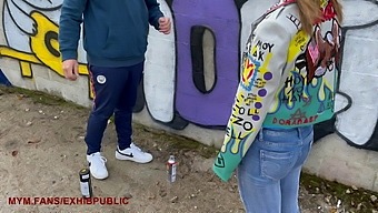 Real Amateur Girl Has Sex In Public With A Tagger, He Cums On Me