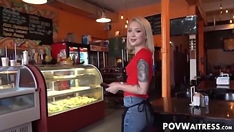 Blonde Waitress Dakota Skye Rides Cock Pov For Cum Facial