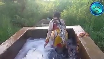 Pakistani Girl In Water Pool Washing 