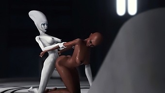 3d Alien Dickgirl Fucks A Hot Ebony Slave In Space Station
