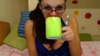 Cute Girl With Glasses On Webcam