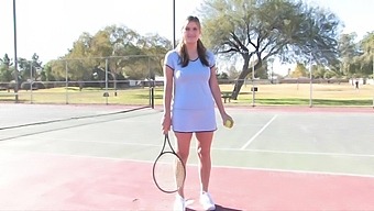 Amateur Girl Danielle Takes Off Her Top While Playing Tennis