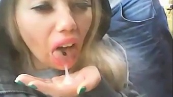 Sexy Hot Blonde Cum In Mouth Outdoor