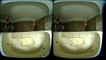 2 Girls With Long Cast Legs In Jacuzzi - Vrpussyvision