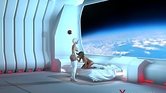 3d Sexy Sci-Fi Dickgirl Android Plays With A Hot Woman In The Space Station