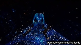 Heavy Rubber Goddess With Big Tits In Transparent Blue Latex Catsuit And Mask Masturbates - Part 2