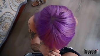 Tattooed Purple Haired Nympho Is More Than Ready For Wild Sex