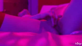 Pink Lighted Room Is Filled With Moans As Charming Babe Masturbates