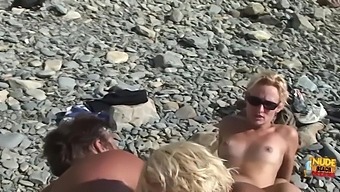 Lucky Dude Fucks Two Blonde Milfs Outdoors