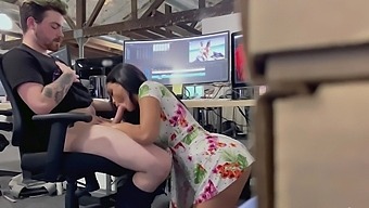 Naughty Secretary Alina Belle Drops On Her Knees To Give Head