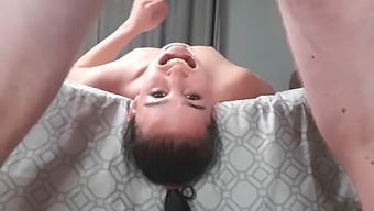 Upside Down Piss Loving Whore Laying Face Down From Bed Swallows Piss In Two Non Identical Camera Angles