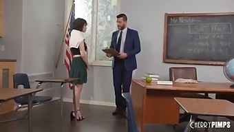 Petite College Student Gets Fucked On A Desk After A Sloppy Blowjob During A Job Interview