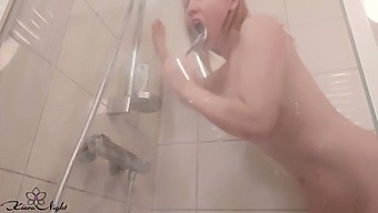 Girl Washes And Masturbates Pussy With A Jet Of Water - Solo