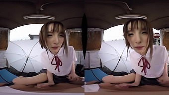 Sharing An Umbrella With Your Girlfriend On The Way Home From School; Hot Japanese Schoolgirl Outdoor Sex