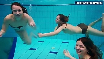 Three Hot And Horny Girls Swim Together