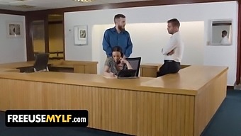 Freeuse Milf - Obedient Milf Receptionist Pleases Her Two Horny Colleagues All Around The Office