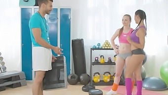 Fit Dolls Decide To Share Cock In Insane Gym Threesome