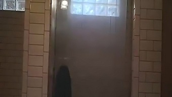 Old *** Sitter Viigorously Rubbing Clit And Asshole In Shower