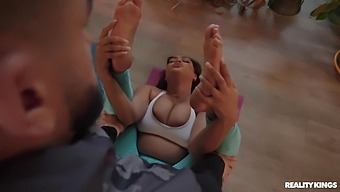 Latina With Huge Tits Receives Cumshot From Yoga Instructor