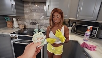 Black Babe Stops Her Cleaning Routine To Fuck For Cash And Get Filmed